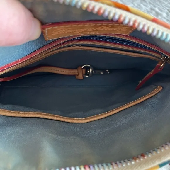 DOONEY & BOURKE Vintage Letter Carrier Crossbody. 8.5”x9”. Rainbow zippers. - Picture 5 of 12